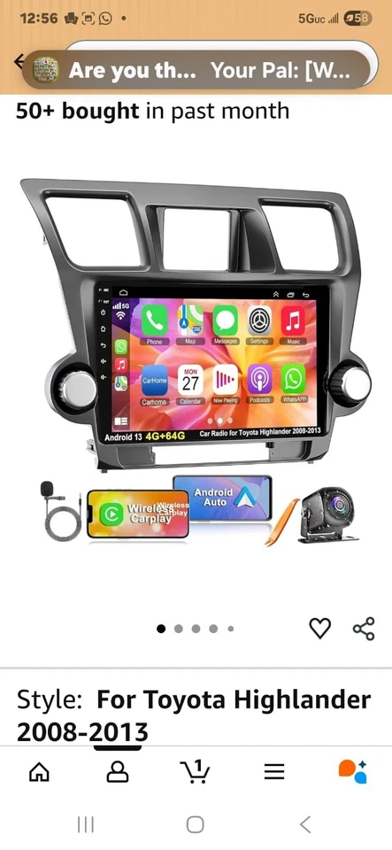 Radio estéreo para Toyota Highlander 2008-2013 Foto 1 de 3