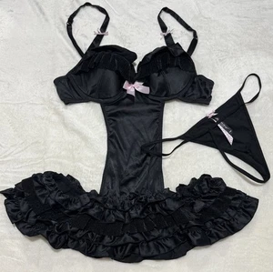 Victoria's Secret Sexy Little Things French Maid 34B & Thong Panty Set Size S/M - Picture 1 of 8