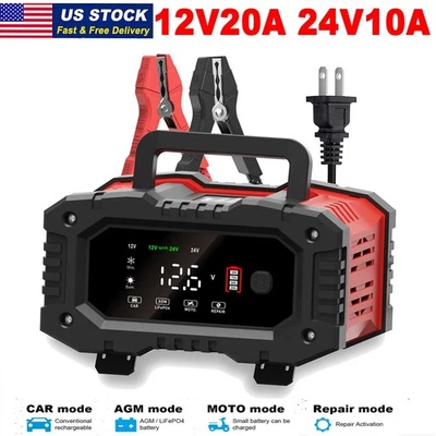 24V 12V 20A Smart Car Battery Charger Heavy Duty Lifepo4 Automatic Pulse Repair - Image 1 of 4