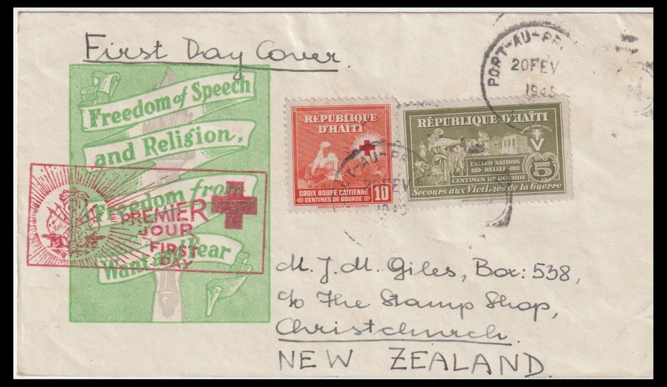 REPUBLIQUE D'HAITI 1945 'FREEDOM' FDC (JF) Foto 1 de 1