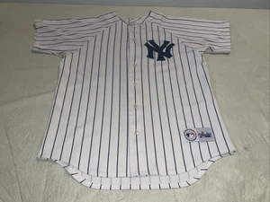 New York Yankees Majestic Trikot Herren Medium 6400 weiß genäht sauber Nadelstreifen - Bild 1 von 8