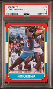 1986 Fleer Eddie Johnson Sacramento Kings Vintage Karte neu Platte #51 PSA 3 - Bild 1 von 2