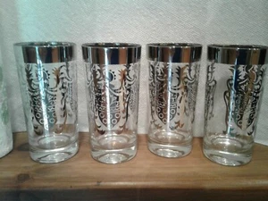 Kimiko Silver Knight Shield Longdrinkgläser Mid Century Bargeschirr Set 4 Neu/Alt  - Bild 1 von 3