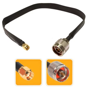 RP-SMA Stecker auf N Stecker 1er-Pack Flachfenster Koaxial Verlängerung Zopf 45cm - Bild 1 von 4