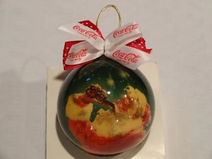 Vintage 1994 Coke Coca-Cola Weihnachtsschmuck Jumbo Kugel grün mit Weihnachtsmann - Bild 1 von 2