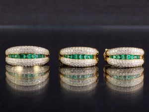 VariableSet Smaragd Brillant Ring & Ohrstecker ca. 4,60ct 31,2g 750/- Gelbgold   - Bild 1 von 11