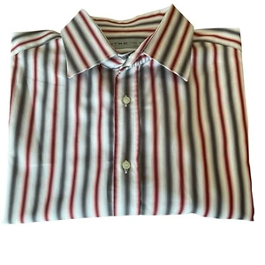 Etro Milano Shirt Men EU 46 US XL Generous Fit Stripe Italy Cotton Dress 26.25” - Picture 1 of 10