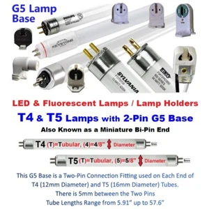 💥WHOLESALE💥T4/T5 Miniature Bi-Pin G5 LAMP HOLDER LED/LIGHT SOCKET END Base~450 - Picture 1 of 13