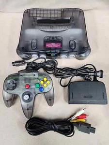 Nintendo 64 Funtastic Smoke Clear Black N64 Complete System Cleaned Tested - Picture 1 of 7