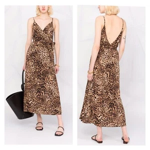 Pinko Leopard Print Midi Wrap Dress V Neck IT 42, Medium Sexy Vacation - Picture 1 of 10