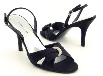 Nuevo KAREN SCOTT Mujeres Satén d'Orsay Noche Estrás Cordones Zapatos de Tacón Foto 1 de 3