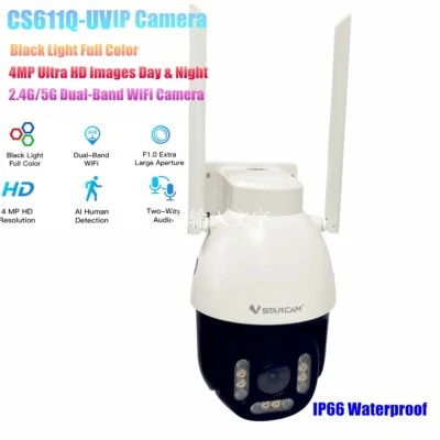 Vstarcam CS611Q-UV 4MP HD Black Light Full Color WiFi Camera IP66 Waterproof Cam - Image 1 of 4