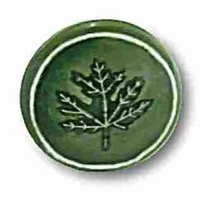 1-1/4" Maple Leaf Ceramic Knob Glossy Forest Green - Picture 1 of 1