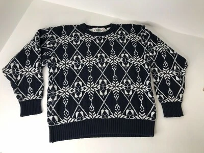 Suéter Varsity by Savile Row para hombre azul marino/blanco ~ algodón ~ grande  Foto 1 de 4