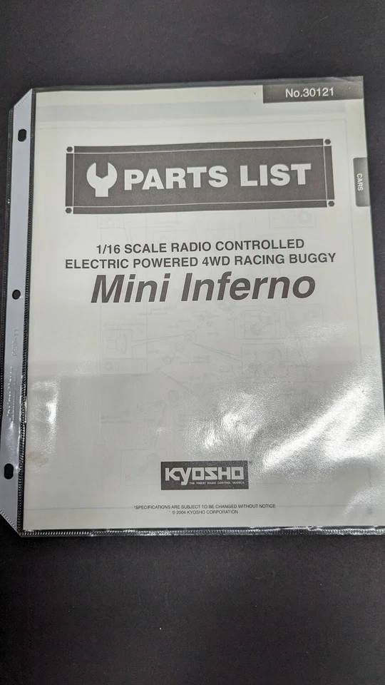 KYOSHO 1/16 ELEC MINI INFERNO RACING BUGGY #30121 PARTS LIST/DIAGRAM *FREE SHIP* - Image 1 of 1