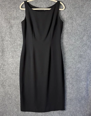 Bloomingdales & Tahari Dress Women's 12 Black Crepe Sleeveless Sheath Below Knee - Image 1 of 4