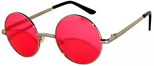 RUNDE SONNENBRILLE ROT KLEINE GLÄSER 43 mm SILBER METALLRAHMEN EIN PAAR - Bild 1 von 8