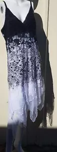 Ever-pretty black white flowy Witchy Lace Slip Dress Fairy Whimsygoth 18 NWT - Picture 1 of 15
