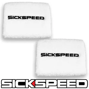 2 WHITE ENGINE BAY RESERVOIR TANK COVER DRESS UP KIT FOR BRAKE/CLUTCH FLUID P10 - Picture 1 of 1