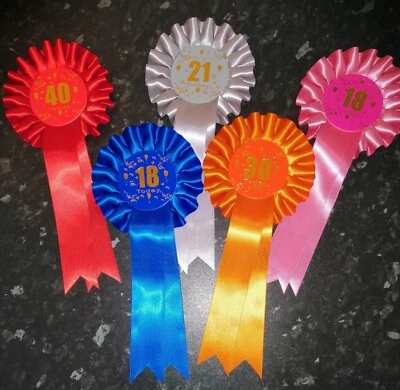 Happy Birthday Rosettes (18,21,30,40)*FREE POSTAGE* - Image 1 of 4