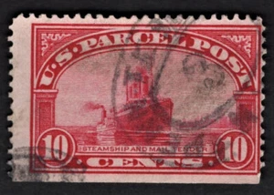 US Stamp Scott #Q6, 1913, 10c, Carmine Rose, Parcel Post, Steamship Used, $2.49 - Picture 1 of 2