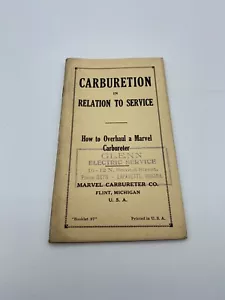 Marvel Carbureter Co Carburation And The Relation To Service Book 87 - Picture 1 of 3