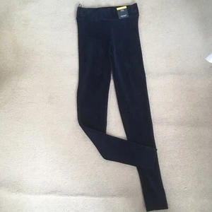 M&S Leggings Size 6 Regular High rise Navy Blue Velvet Full Length £17.50 New - Picture 1 of 12