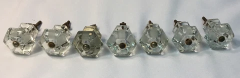 7 Vintage Prism Glass Drawer Knobs. Each 6-sided Knob Is 1.5”x1.5” Cover