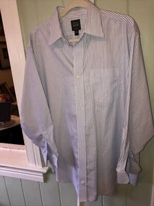 Men’s JoS. A. Bank Traveler Blue White Striped Button Up Shirt - Size 17 33 - Picture 1 of 5
