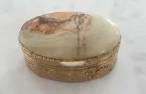 Alte goldfarben Pillendose L 4,9 cm x B 3 cm, Schatulle - Bild 1 von 7
