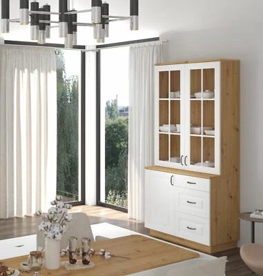 Küchenbuffet Stilo 100 cm Esszimmer Landhaus Weiss Eiche Artisan Buffet Küche - Bild 1 von 4