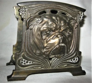 ANTIQUE ART NOUVEAU USA BULLDOG LETTER DESK JUDD HUBLEY PAPER RACK HOLDER DOG US - Picture 1 of 10