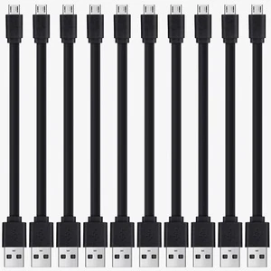 Short Micro USB Cable 10 Pack 1FT Flat Charger Cord USB A to Micro USB - Picture 1 of 4