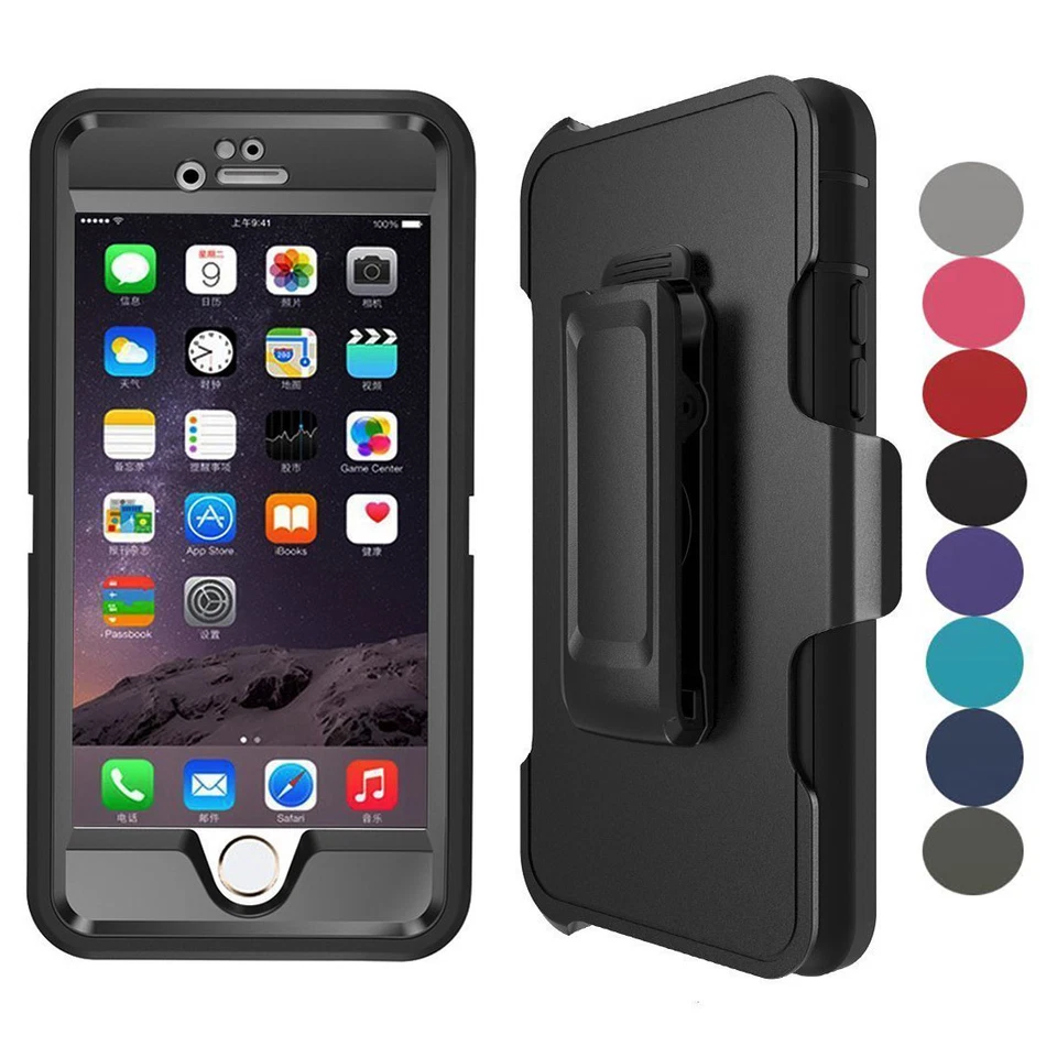 For Apple iPhone 7 8 Plus Case Built-in Screen Protector fits Defender Belt Clip - Image 1 of 4