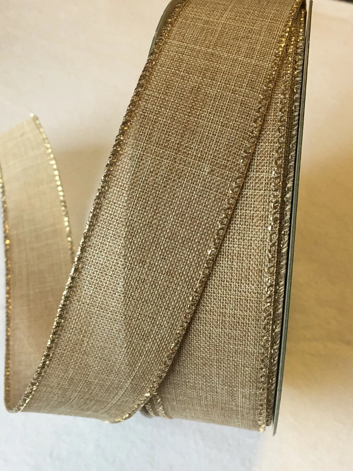 5 yds WOVEN METALLIC WIRE EDGE RIBBON 1 1/2" w choice of 4 colors - Image 1 of 1