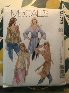 McCalls Pattern M4779 MISSES BLOUSES SASH Sz L-XL Wrap Belt Plunge Asymmetrical - Picture 1 of 2