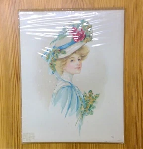 Gray Lithograph Co Victorian Woman Stone Lithograph Print No 98 F ©1908 10"x12¾" - Picture 1 of 7