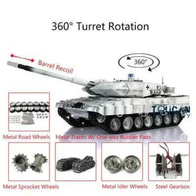 Henglong 1/16 7.0 Leopard2A6 3889 IR BB RTR RC Tank Barrel Recoil Metal Tracks - Image 1 of 4