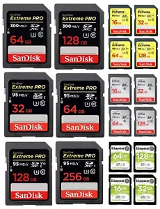 SanDisk 64GB 128GB 256GB 32GB 16G Ultra Extreme Pro SDHC SDXC Camera Memory Card - Picture 1 of 27
