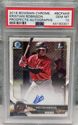 Kristian Robinson 2018 Bowman Chrome #BCPA-KR Base Autograph PSA 10 Auto - Image 1 of 2