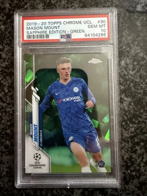 Mason Mount 2019-20 Topps Chrome Sapphire UCL Green #/75 Rookie RC PSA 10 Gem - Image 1 of 2