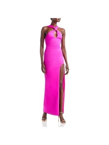 BLACK HALO EVE Womens Pink Twist Neck High Slit Lined Sleeveless Sheath Dress 12 - Picture 1 of 4