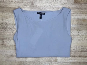 218 $ Eileen Fisher Tanktop Seide Georgette Krepp Bateau-Ausschnitt Größe PM Silber - Bild 1 von 6