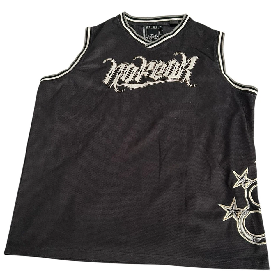 No Fear Men's Y2K Sleeveless Jersey 2XL Blk/Grey Script Spell-Out Brass Knuckles - Image 1 of 4