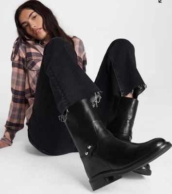 Bota de Moto RAG & BONE Slayton para Mujer Negra Apilada Talla US 6.5 EU 36.5 Foto 1 de 4