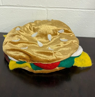 Sombrero de hamburguesa con queso adulto hamburguesa novedad hamburguesa divertida accesorio de disfraz Foto 1 de 4