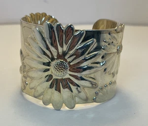 80er Jahre - 925 Sterling Silber Sonnenblume breites Armreif Armband - 54 Gramm 925 - Bild 1 von 10
