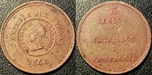 Médaillette - IIè République Example aux tyrans 1848 3 Légion 4 Bataillon 4 comp - Imagen 1 de 1