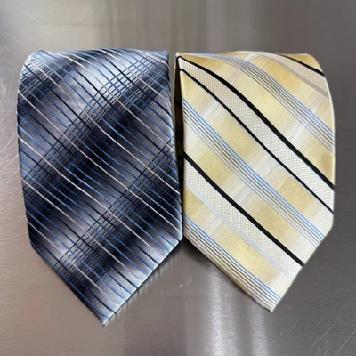 Lote de 2 Corbatas Paul Dione Para Hombre Multicolor Seda Rayas Diseñador Hechas a Mano Foto 1 de 4