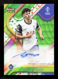 Topps Archie Gray Green Wave Autograph Card /99 RC Finest UEFA Club Competitions - Picture 1 of 2